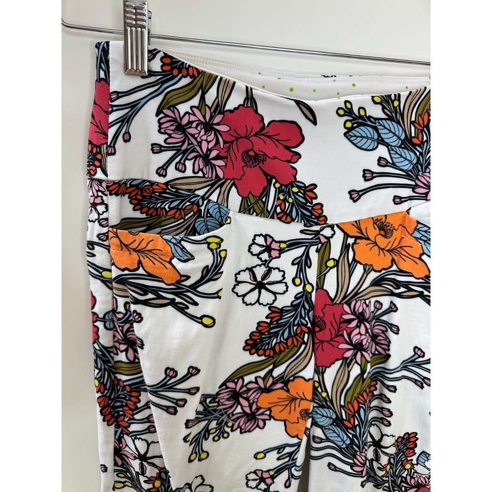 Swing Control Floral Print Golf Pants Size 0 Pockets Stretch Pull On White Multi - Picture 3 of 15